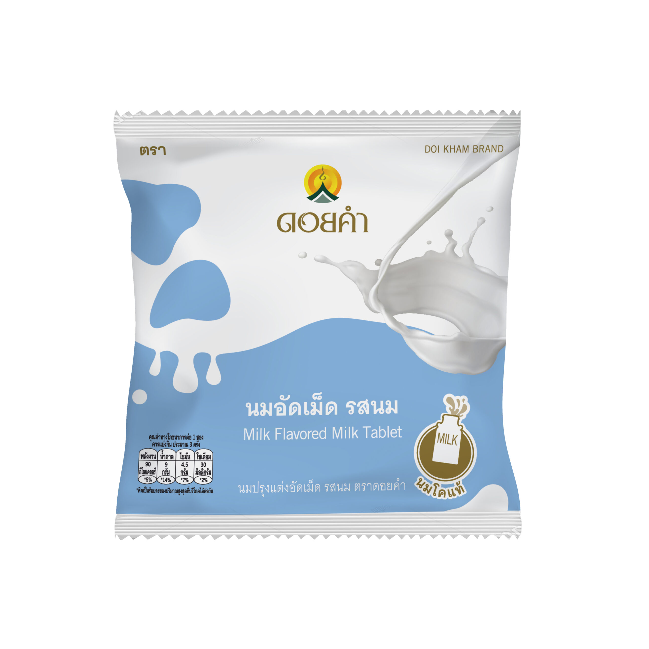 นมปรุงแต่งอัดเม็ด รสนม (ตราดอยคำ) Milk Flavored Milk Tablet (Doikham Brand)
