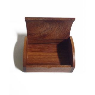 Wooden Log Box with Leaves Carved