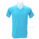 V-neck Short Sleeves T-Shirt (Light-blue)