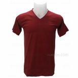 V-neck Short Sleeves T-Shirt (Crimson)