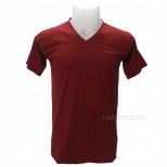 V-neck Short Sleeves T-Shirt (Crimson)