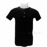 Henley-Neck Short Sleeves T-Shirt (Black)