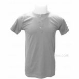 Henley-Neck Short Sleeves T-Shirt (Grey)