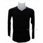 Long Sleeves V-neck T-Shirt (Black)