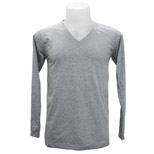 Long Sleeves V-neck T-Shirt (Grey)