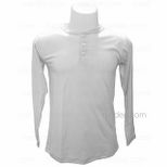 Long Sleeves Henley-neck T-Shirt (White)