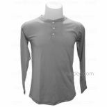 Long Sleeves Henley-neck T-Shirt (Grey)